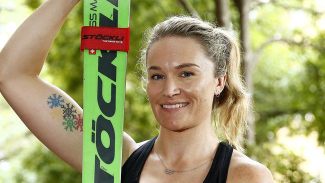 Olympic skier Sami Kennedy-Sim competes in Ski Cross and has developed a home training regimen during the COVID-19 crisis with everything except the snow. Picture: John Appleyard