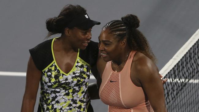 Serena Williams lost an exhibition match to sister Venus in Dubai. Picture: AP