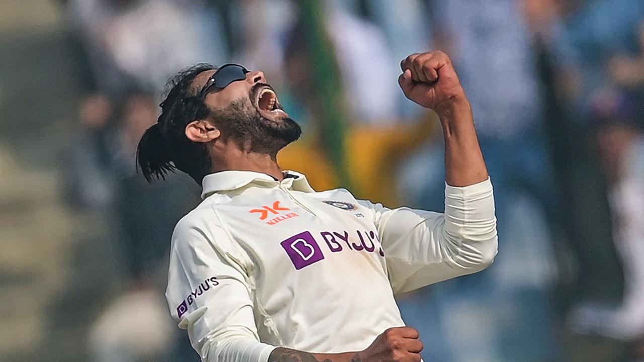 Ravindra Jadeja celebrates. (Photo by Money SHARMA / AFP)