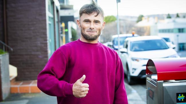 Quarantine dodger Trent Reeve outside court after being released from custody.