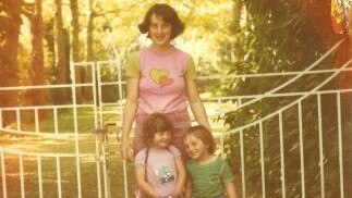 Marion Barter, with her two children Sally and Owen.