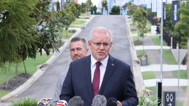 Scott Morrison with Liberal candidate for Blair Sam Biggins. Picture: Jason Edwards