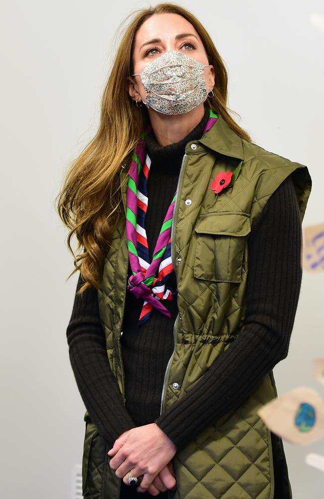 The Duchess of Cmabridge wore an eco-vest by Ganni in Glasgow. Picture: Getty Images