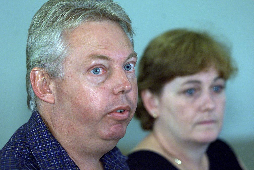 Bruce and Denise Morcombe at the site of one of the first SES searches. Picture: Nicholas Falconer