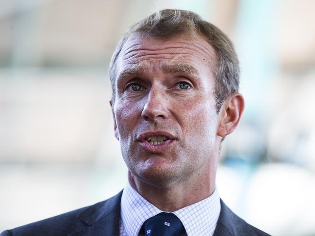 Minister Rob Stokes speaks at a press conference about the unveiling of a revolutionary new Ôpop up schoolÕ solution to house Ultimo Public School students while their former school site is redeveloped into a new cutting edge educational facility. Pic Jenny Evans