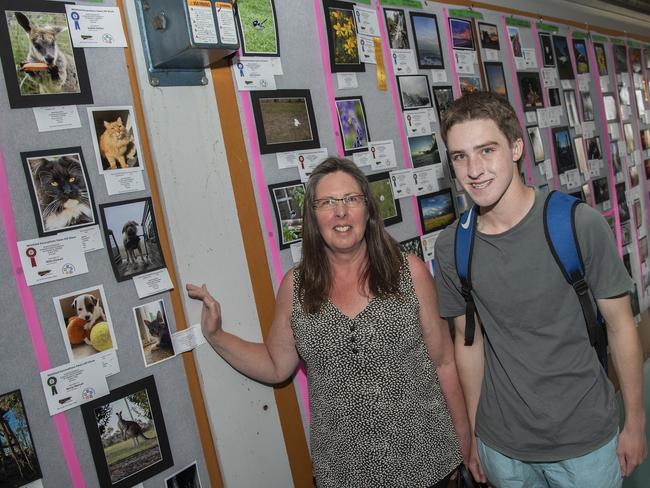 Wendy Hughes and Jackson Hughes checking out the Leisure Centre Pavillion at the 2024 Swan Hill Show. Picture: Noel Fisher.