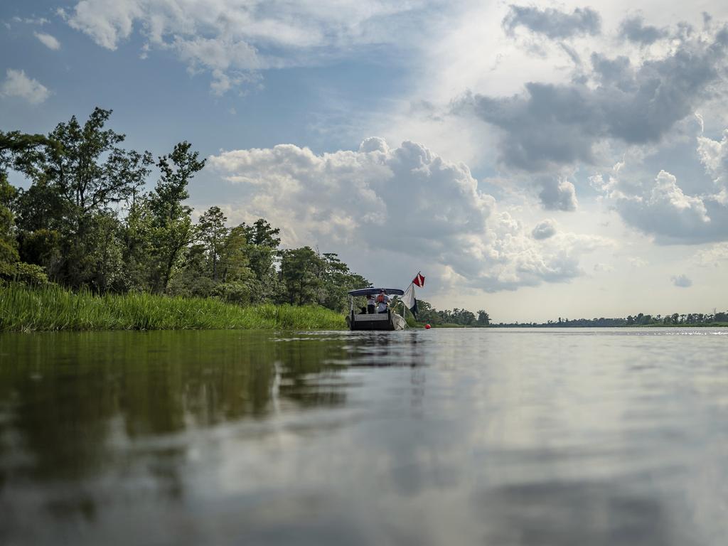 Archaeological survey teams work to locate the slave ship Clotilda, in delta waters north of Mobile Bay, Alabama. Picture: AP