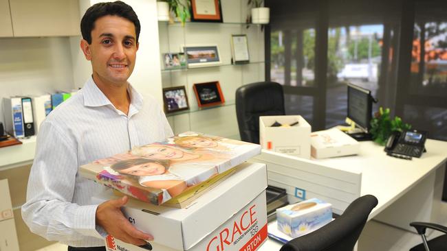 David Crisafulli packing up his office on his last day as Deputy Mayor in 2012 before he sets his sights on the seat of Mundingburra.