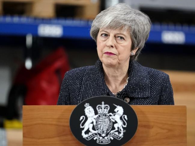 Britain's Prime Minister Theresa May delivers a speech at Ã˜rsted East Coast Hub in the North Sea fishing port, Grimsby on March 8, 2019. - Prime Minister Theresa May called on the European Union for "one more push" to strike a compromise Brexit compromise and told MPs that rejecting the agreement could mean Britain never leaves. (Photo by Christopher Furlong / POOL / Getty Images)