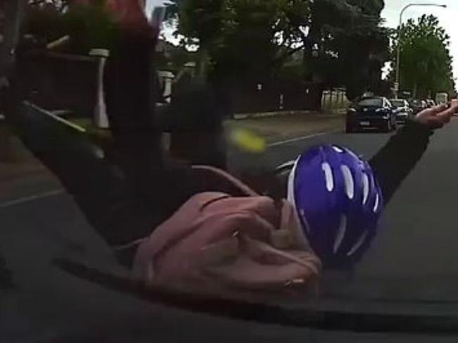 The cyclist rode out without looking. Picture: Dashcam Owners Australia