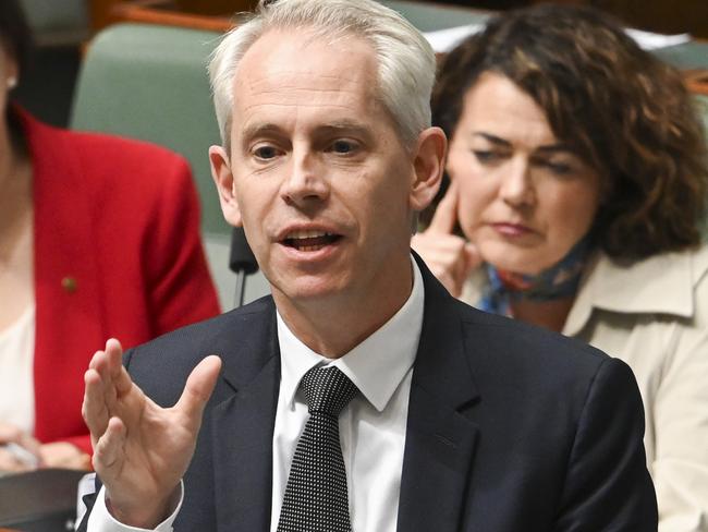 CANBERRA, Australia, NewsWire Photos. June 3, 2024: Andrew Giles, Minister for Immigration, Citizenship, Migrant Services and Multicultural Affairs during Question Time at Parliament House in Canberra. Picture: NewsWire / Martin Ollman