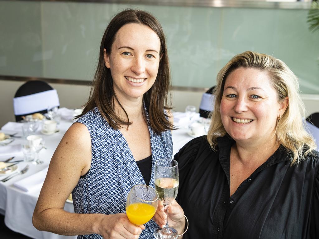 Rachelle Willis (left) and Rachael Duggan at the International Women's Day luncheon presented by Zonta Club of Toowoomba Area at Picnic Point, Friday, March 4, 2022. Picture: Kevin Farmer