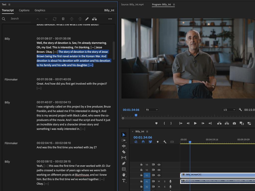 Screenshot of Adobe Premiere Pro, made simple with AI.