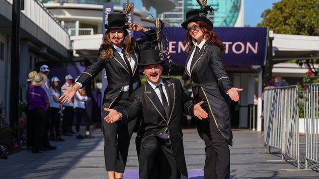 Greeters at the entrance ahead of the Melbourne Cup. Picture: Getty Images