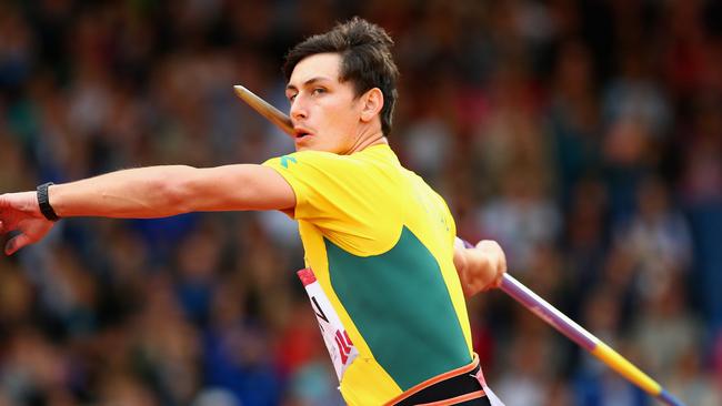 Jake Stein competes in the decathlon at the Glasgow Commonwealth Games. Picture: Cameron Spencer/Getty Images.