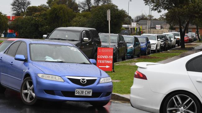 Covid drive-through pop-up testing site at Gould Road, Elizabeth Park. Picture: Tricia Watkinson