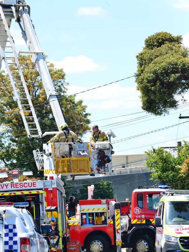 Fire Rescue Victoria had control of the scene on Wednesday. Picture: Nicki Connolly