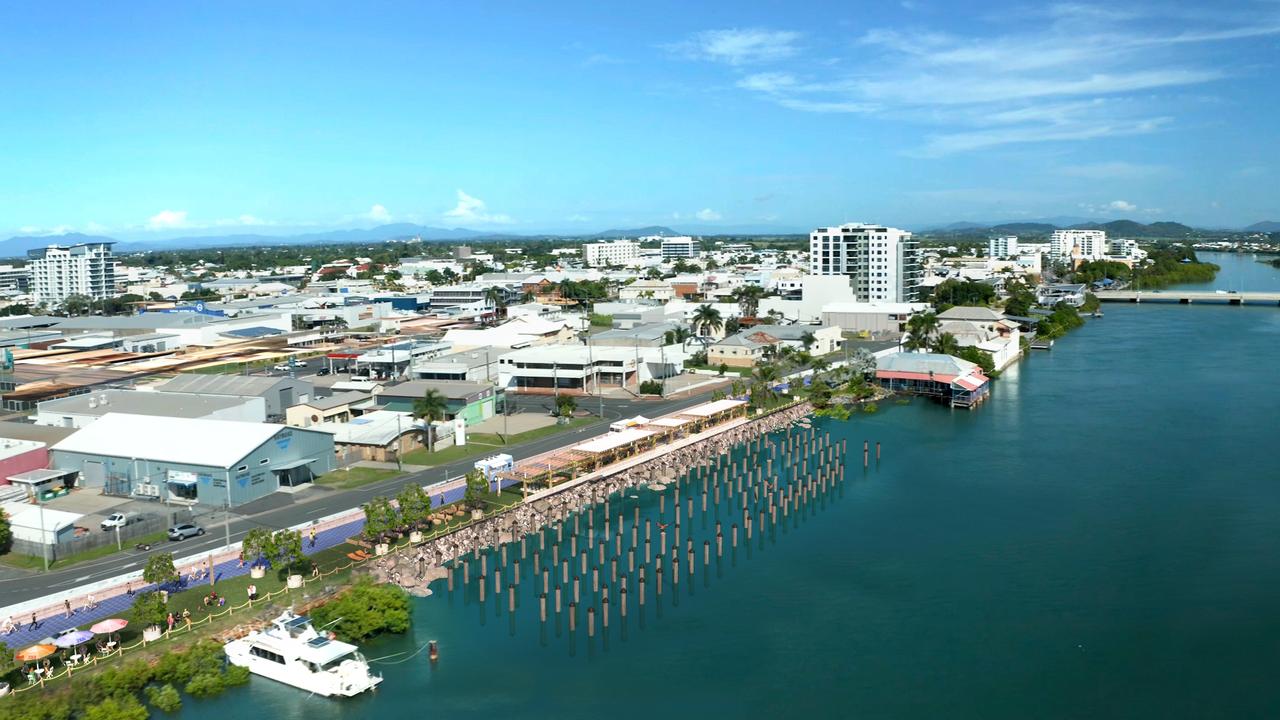 Concept drawing of what 6 River St, Mackay will look like after Mackay Regional Council develops a public space along the river. Picture: Mackay Regional Council