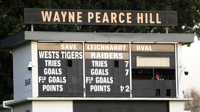 The scoreboard made for grim reading at halftime. Picture: Mark Kolbe/Getty