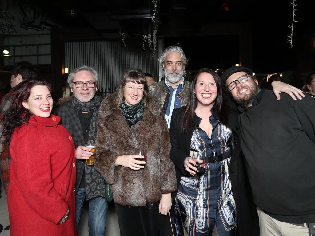 From left, Emma Bugg, of Lenah Valley, Lenny Nizik, of Battery Point, Maudie Brown, of West Hobart, Paul Roebuck, of Hobart, Emily Wood, of New Town, and Ben Hickey, of Hobart. Picture: LUKE BOWDEN