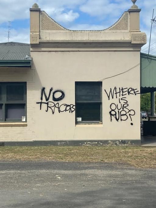 Maffra's empty Macalister Hotel has become the target of graffiti vandals. Picture: Supplied