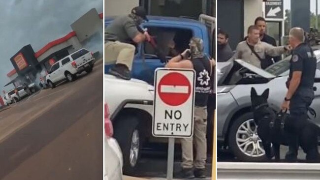 Dramatic footage of a NT Police serious crimes bust at the Hungry Jacks drive-through at Coolalinga, off the Stuart Highway on Thursday January 5.