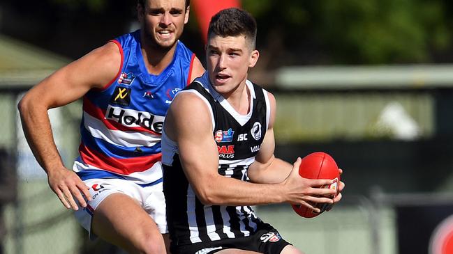 Joe Atley in action for the Magpies in the SANFL. Picture: Tom Huntley