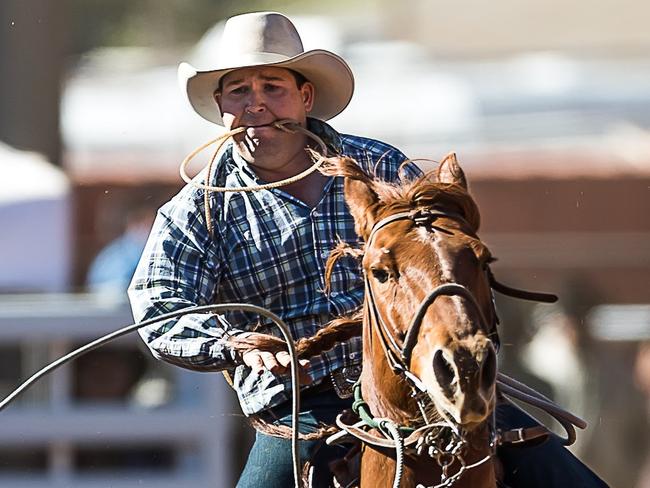 WINNER: Warwick rider Wade Eastwell shows his style in the Mt Isa Rodeo.