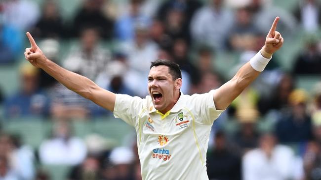 Scott Boland enjoyed a dream debut as he became Australia’s second male Indigenous Test player. Picture: Getty