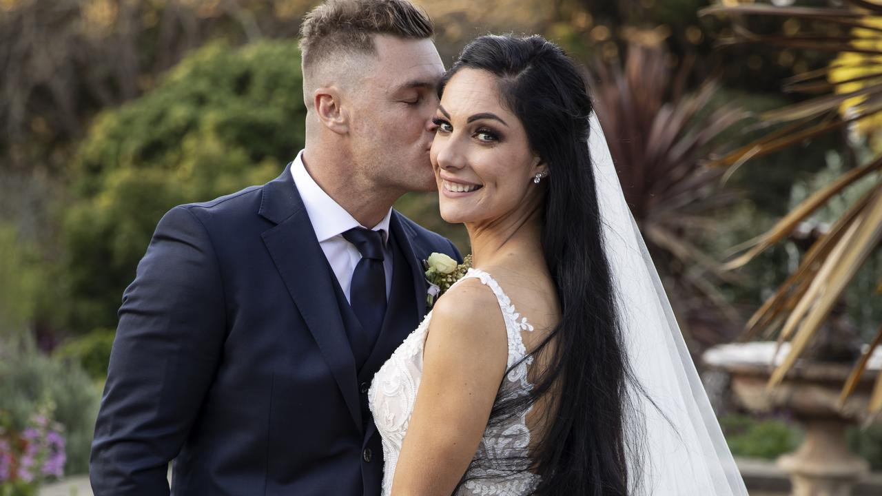 Vanessa and Chris on their wedding day. Picture: Channel 9