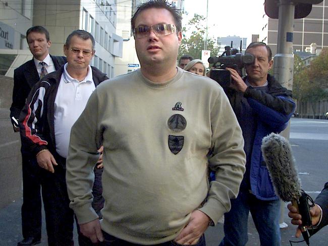 Carl and George Williams leave Melbourne Magistrates’ Court in 2004.