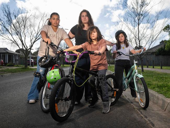 Stephanie says her kids, Bonnie, 12, Freddie, 7, and Luna, 9, were chased by the same dogs. Picture: Tony Gough