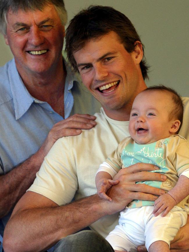 Western Bulldogs’ Luke Darcy with son Sam and father David in 2003.