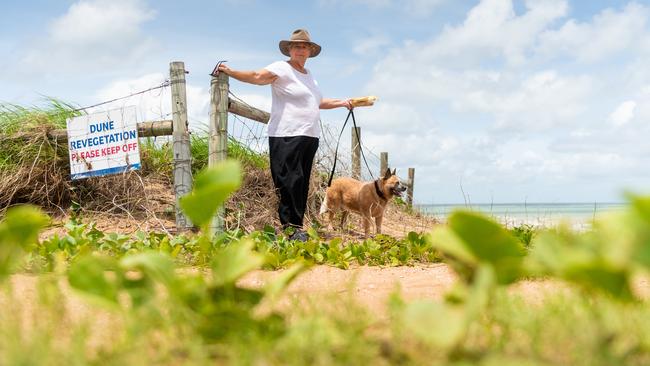 Angry Fannie Bay resident Sally Gearin says Mindil Beach has become a "permanent homeless camp" littered with smashed bottles and rubbish. Photograph: Che Chorley