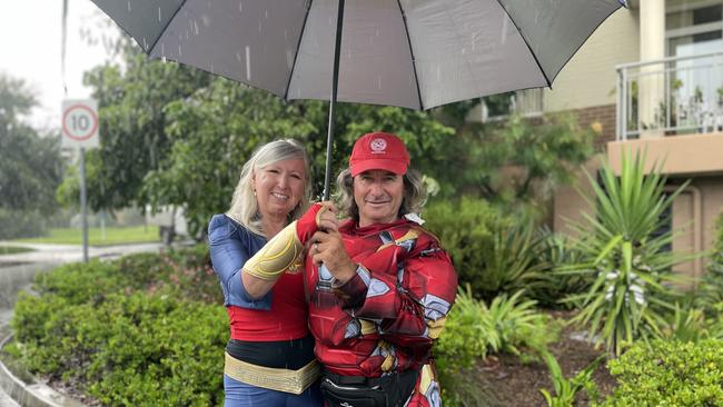 Sharon and Geoff Lavers have stopped off in Campbelltown to visit their oldest grandson's school. Picture: Annie Lewis