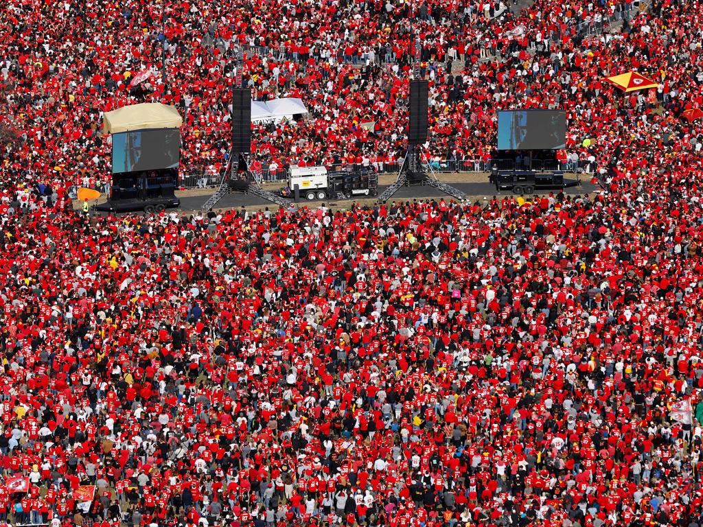 A general view of Kansas City Chiefs fans gathered at Union Station during the Kansas City Chiefs Super Bowl LVIII victory parade. Picture: Getty Images/AFP