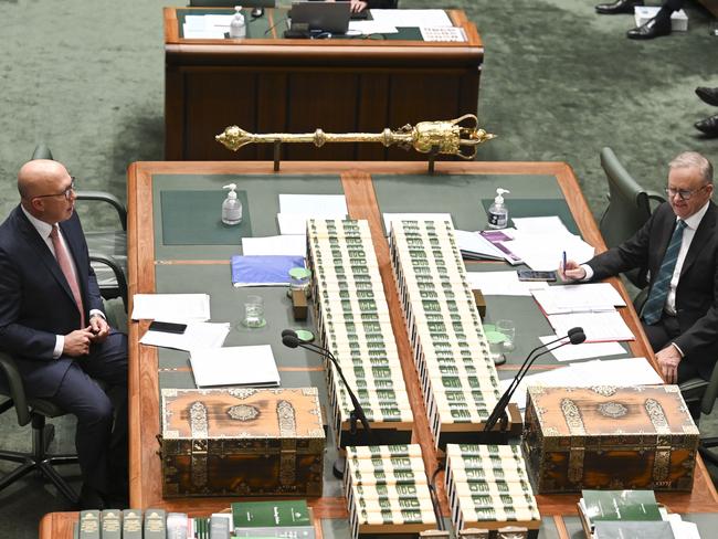 CANBERRA, Australia - NewsWire Photos - June 27, 2024:  Leader of the Opposition Peter Dutton and Prime Minister Anthony Albanese during Question Time at Parliament House in Canberra. Picture: NewsWire / Martin Ollman