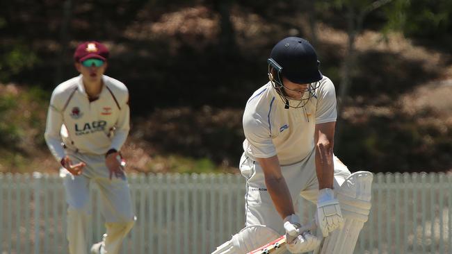 Gold Coast Dolphins taking on Toombul in the Queensland Bulls Masters Premier Cricket competition. Dolphins Batsman; Max Houlahan. Pic Mike Batterham