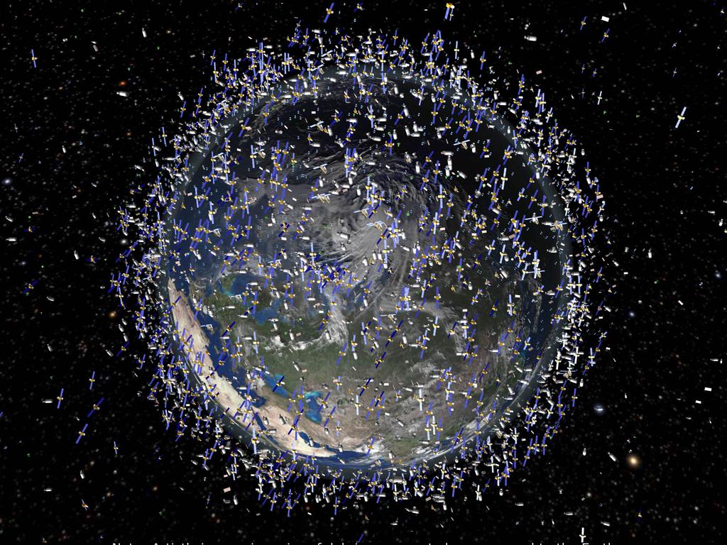 Artist's impression released by the European Space Agency (ESA) shows the debris field in low Earth orbit (LEO) which extends to 2000 kilometres above the Earth's surface which is based on actual data, not items in their actual size of density 01/09/2011.