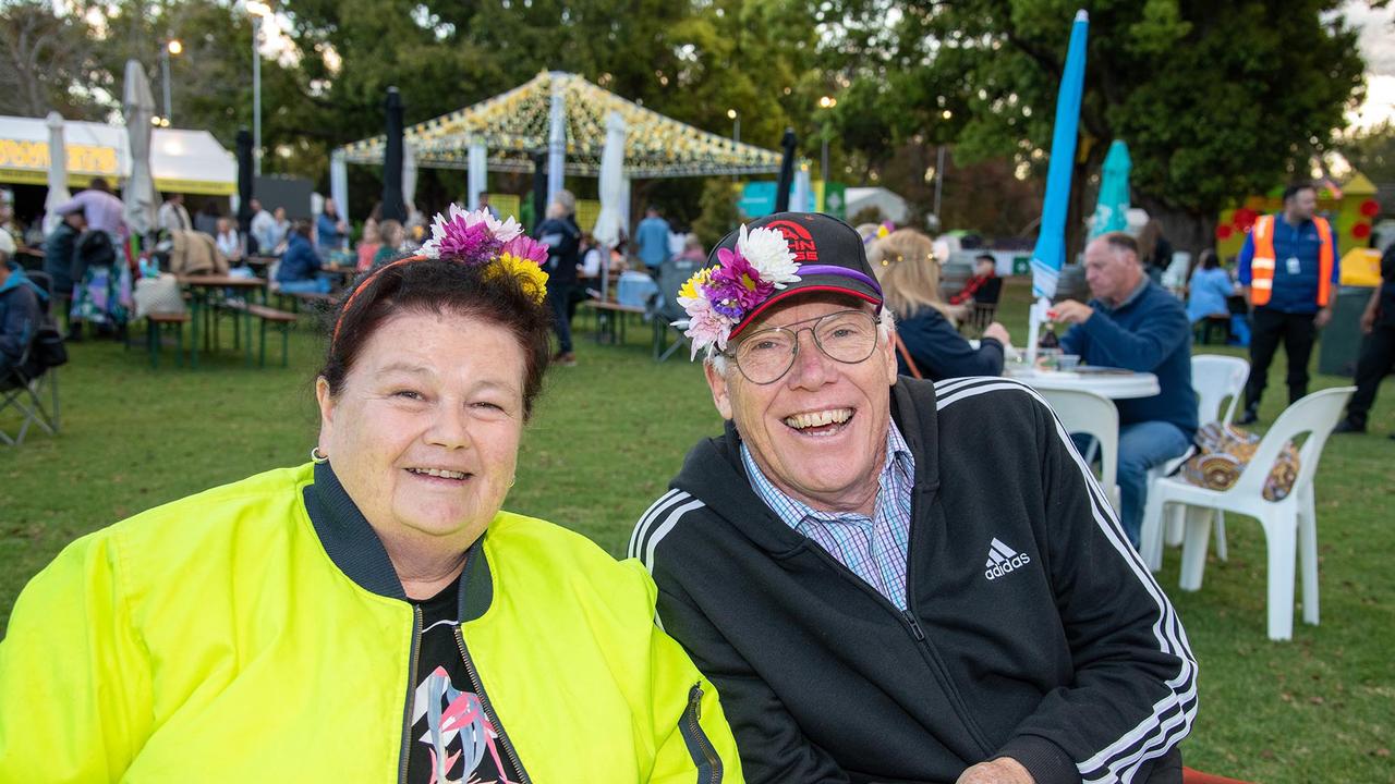 Lisa Thunstrom, from Adelaide joined her friend Mark Stevens for a great night at the Festival of Food and Wine, Queens Park, Toowoomba Carnival of Flowers. Friday September 9, 2022 Picture: Bev Lacey