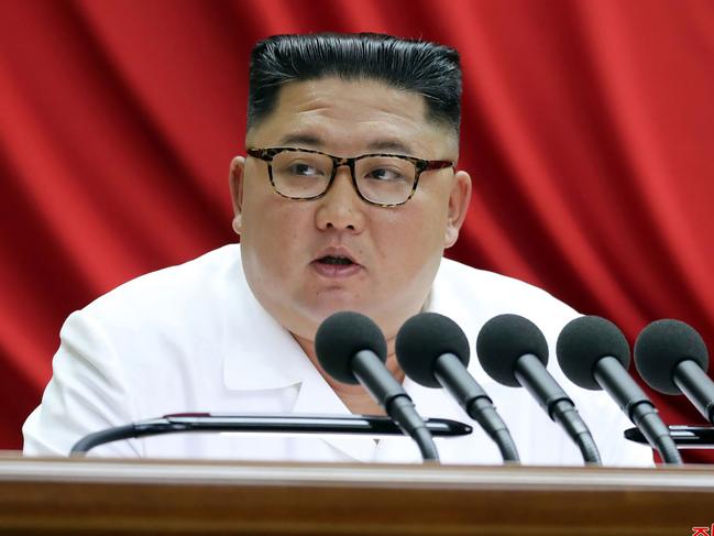 (FILES) This file picture taken on December 30, 2019 and released from North Korea's official Korean Central News Agency (KCNA) on December 31, 2019 shows North Korean leader Kim Jong Un  attending the third-day session of the 5th Plenary Meeting of the 7th Central Committee of the Workers' Party of Korea in Pyongyang. - North Korea discussed new policies for increasing its 
