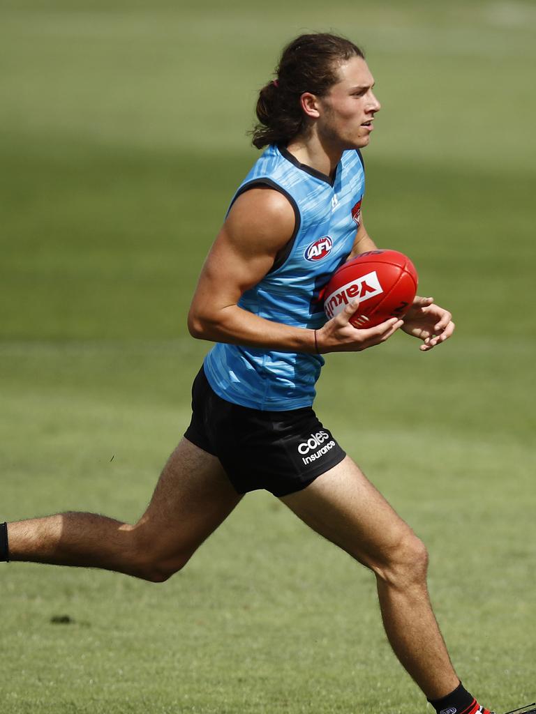 Perkins in action at Essendon training. Picture: Daniel Pockett