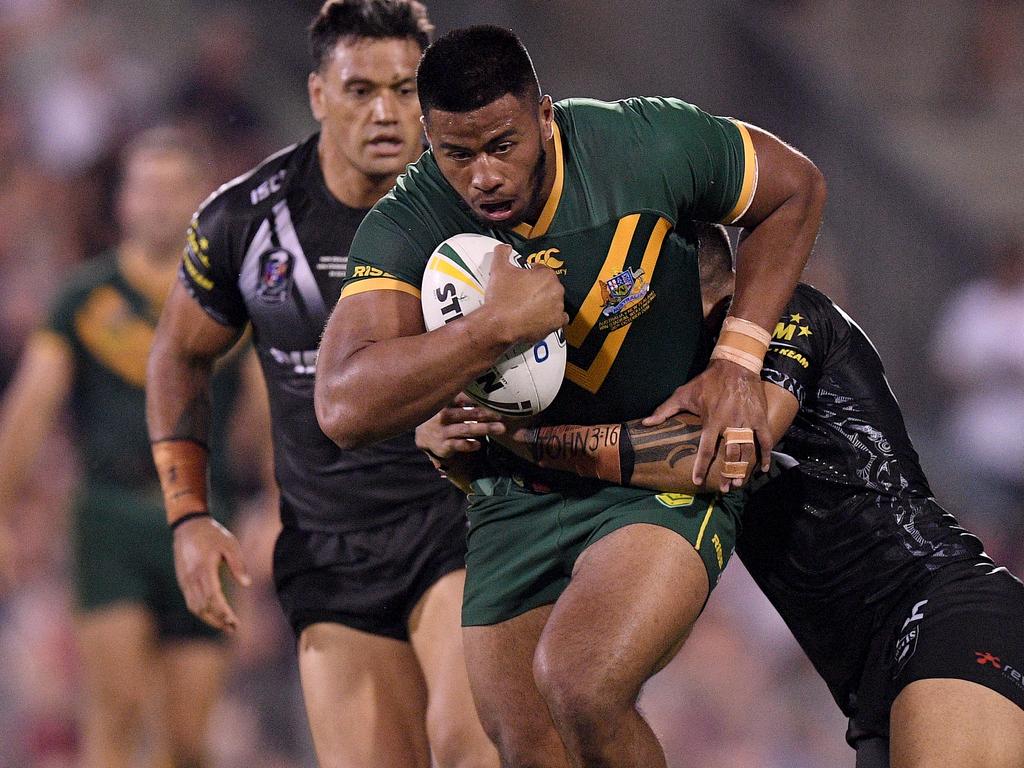 Payne Haas has indicated to Mal Meninga he will commit to the Kangaroos at the World Cup. Picture: AAP Image/Dan Himbrechts