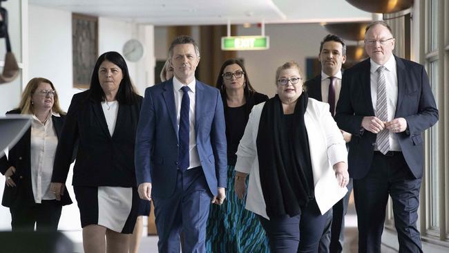 Education Minister Jason Clare, third from left, with state and territory education ministers in Canberra. Picture: NCA NewsWire / Gary Ramage