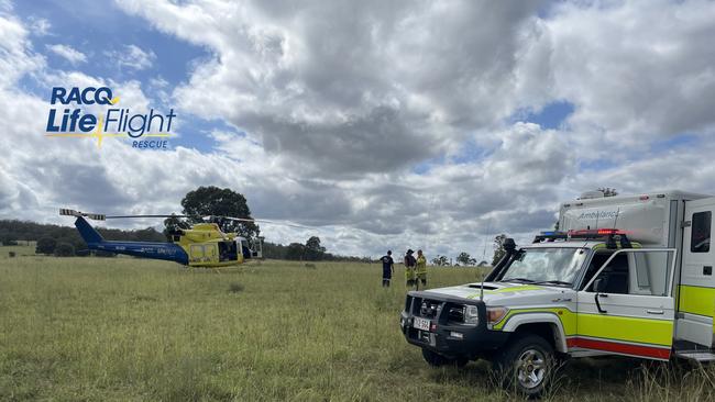 A farmer has been flown to hospital after a crash in the North Burnett region on Sunday.