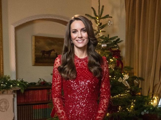 Kate Middleton, Princess of Wales, pictured in images posted to royal social media accounts, of her behind-the-scenes recording ahead of hosting Westminster Abbey carols. Picture: Twitter