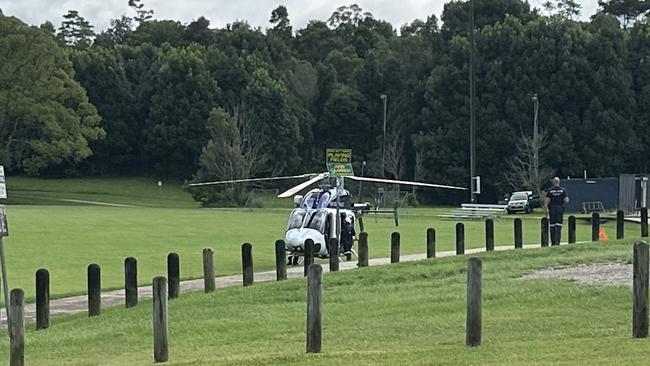 Police helicopter in Bangalow. Picture: Savannah Pocock