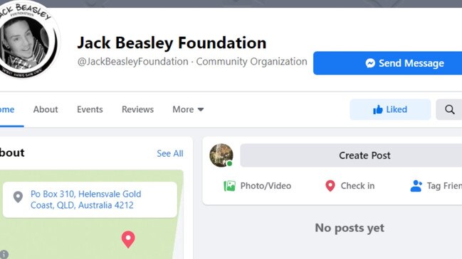 The Jack Beasley Foundation page was purged by Facebook as part of media laws dummy spit. Picture: supplied.