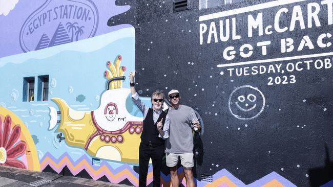 Sir Paul McCartney visits mural dedicated to his work ahead of his Newcastle performance. Picture: MPL Communications.