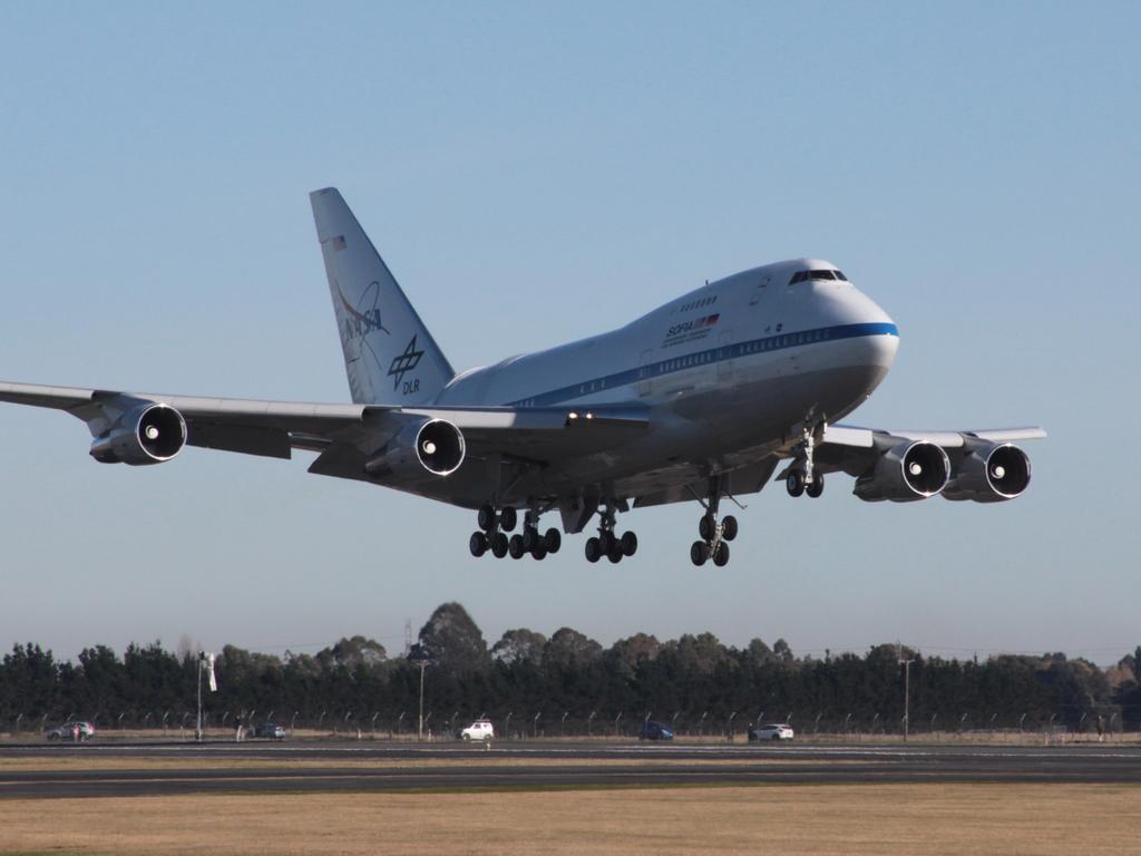SOFIA landing at Christchurch in 2016. The jet collected data that would confirm water on the moon the very first time it ever observed the lunar surface as a test in 2018.